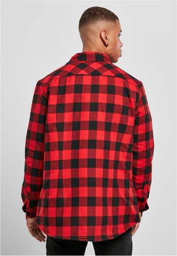 Рубашка URBAN CLASSICS Padded Check Flannel Shirt Black/Red фото 10