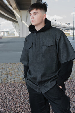 Мужская джинсовая рубашка-куртка с двойным рукавом MAORI INDUSTRIAL 319 Черный фото