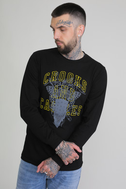 Лонгслив CROOKS & CASTLES Collegiate Medusa L/S Tee Black фото