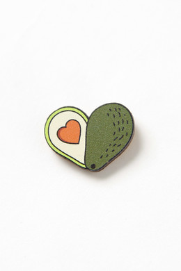 Значок деревянный WAF-WAF Авокадо сердце (Зеленый/Розовый/Желтый)