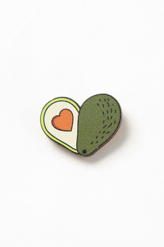 Значок деревянный WAF-WAF Авокадо сердце (Зеленый/Розовый/Желтый) фото 4