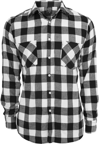 Рубашка URBAN CLASSICS Checked Flanell Shirt Black/White фото 9