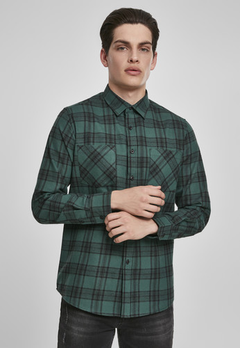 Рубашка URBAN CLASSICS Checked Flanell Shirt 7 Dark Green/Black фото 6