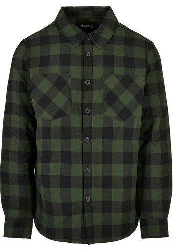 Рубашка URBAN CLASSICS Padded Check Flannel Shirt Black/Forest фото 3