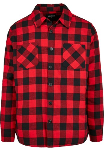 Рубашка URBAN CLASSICS Padded Check Flannel Shirt Black/Red фото 6