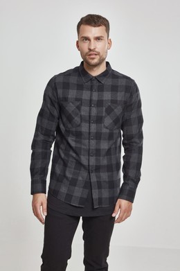 Рубашка URBAN CLASSICS Checked Flanell Shirt Black/Charcoal