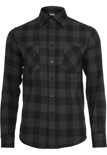 Рубашка URBAN CLASSICS Checked Flanell Shirt Black/Charcoal фото 11