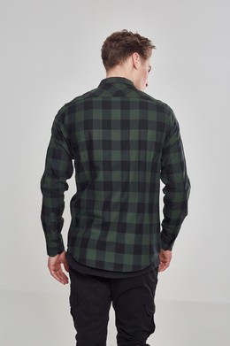 Рубашка URBAN CLASSICS Checked Flanell Shirt Black/Forest