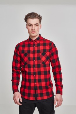 Рубашка URBAN CLASSICS Checked Flanell Shirt Black/Red