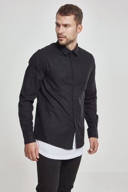 Рубашка URBAN CLASSICS Checked Flanell Shirt Black/Black фото