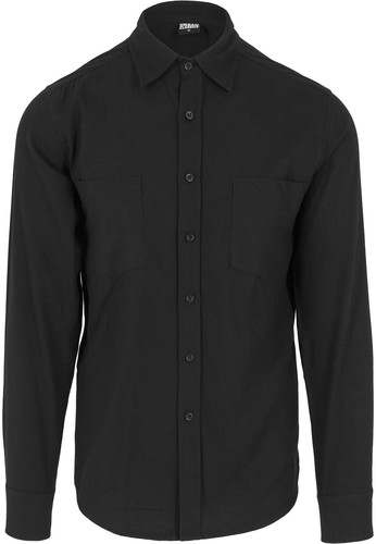 Рубашка URBAN CLASSICS Checked Flanell Shirt Black/Black фото 11