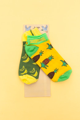 Набор носков ЗАПОРОЖЕЦ Ананас и Банан (Короткие) Разноцветный фото