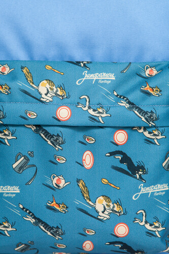 Рюкзак ЗАПОРОЖЕЦ Daypack карман принт коты Голубой/Морской Синий фото 12