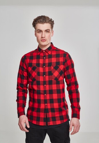 Рубашка URBAN CLASSICS Checked Flanell Shirt Black/Red фото 7