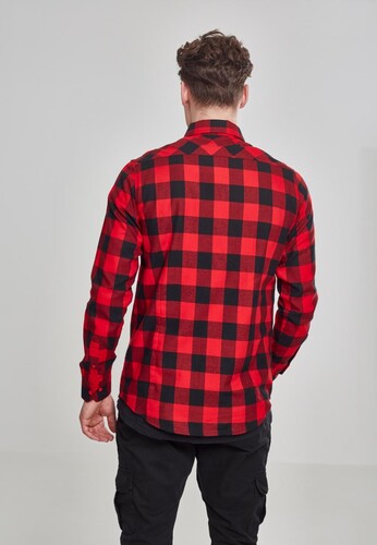 Рубашка URBAN CLASSICS Checked Flanell Shirt Black/Red фото 9