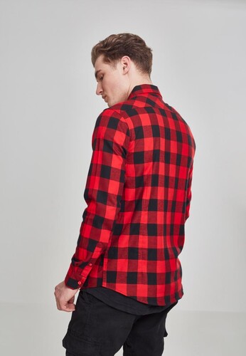Рубашка URBAN CLASSICS Checked Flanell Shirt Black/Red фото 10