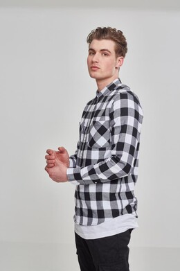 Рубашка URBAN CLASSICS Checked Flanell Shirt Black/White фото 2