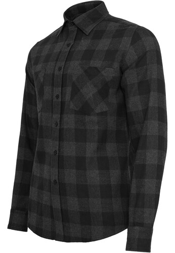Рубашка URBAN CLASSICS Checked Flanell Shirt Black/Charcoal фото 14