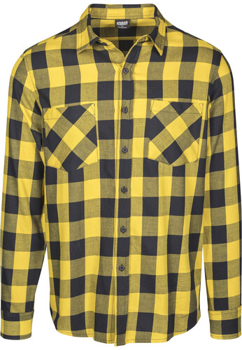 Рубашка URBAN CLASSICS Checked Flanell Shirt Black/Honey фото 8