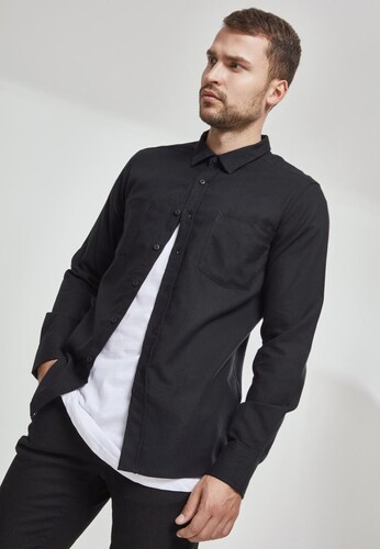 Рубашка URBAN CLASSICS Checked Flanell Shirt Black/Black фото 10