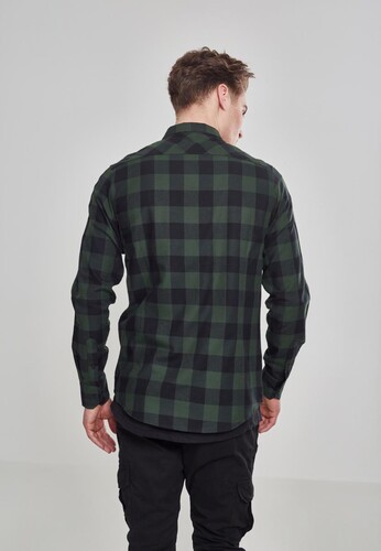 Рубашка URBAN CLASSICS Checked Flanell Shirt Black/Forest фото 9