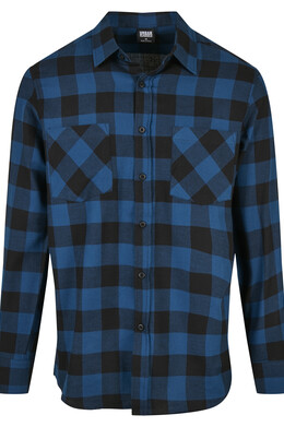 Рубашка URBAN CLASSICS Checked Flanell Shirt Blue/Black фото