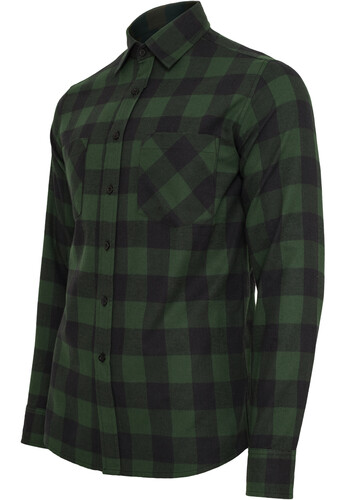 Рубашка URBAN CLASSICS Checked Flanell Shirt Black/Forest фото 8