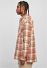 Рубашка URBAN CLASSICS Long Oversized Checked Leaves Shirt SS23 Softseagrass/Red фото 2