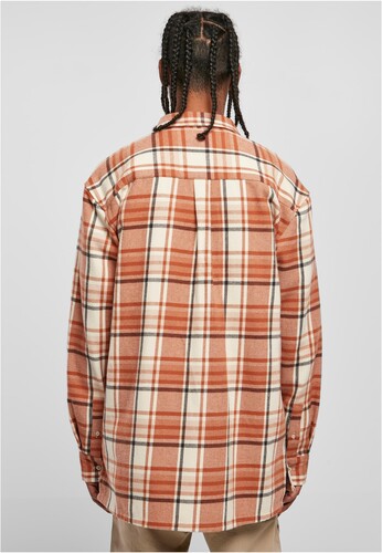 Рубашка URBAN CLASSICS Long Oversized Checked Leaves Shirt SS23 Softseagrass/Red фото 7