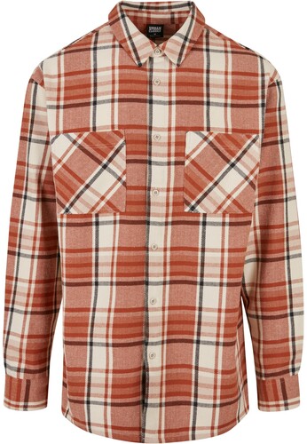 Рубашка URBAN CLASSICS Long Oversized Checked Leaves Shirt SS23 Softseagrass/Red фото 8