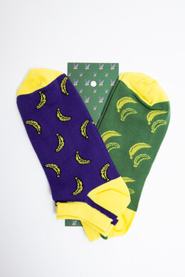 Набор носков ЗАПОРОЖЕЦ Банан (2 пары, короткие) Зеленый/Фиолетовый фото 2