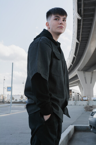 Мужская джинсовая рубашка-куртка с двойным рукавом MAORI INDUSTRIAL 319 Черный фото 9