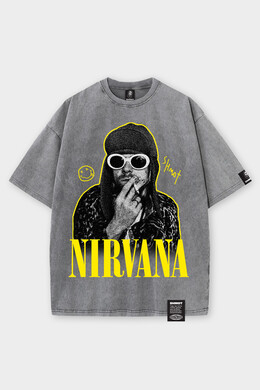 Футболка SHMOT "Nirvana" Garment Dye серый фото