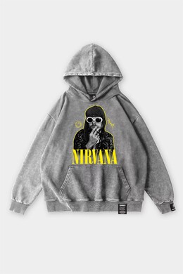 Худи SHMOT "Nirvana" Garment Dye серый фото