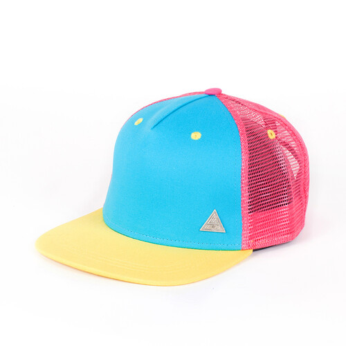 Бейсболка TRUESPIN 3 Tone Blank Trucker Cap Blue-Pink-Yellow фото 5