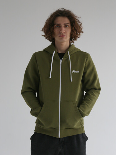 Худи с начесом на молнии РОДИНА Base (мужское) Olive Branch фото 4