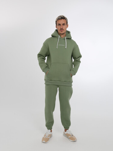 Брюки с начесом спортивные РОДИНА Оверсайз (мужские) Еловый фото 5