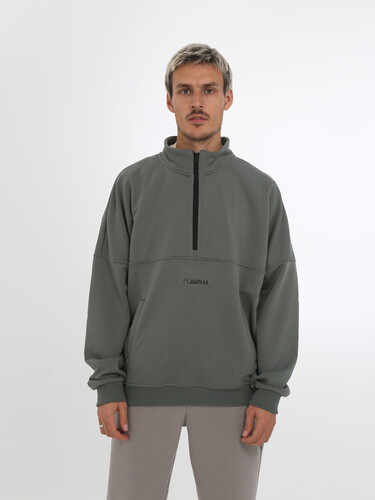 Олимпийка на короткой молнии РОДИНА Оверсайз (мужская) Gastore Gray фото 5