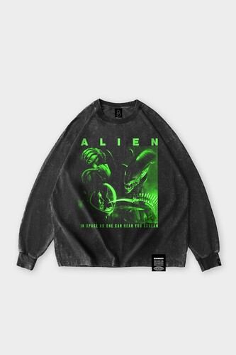 Лонгслив SHMOT "Alien" Garment Dye черный фото 2