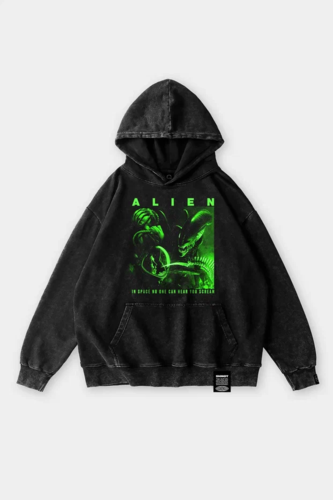 Худи SHMOT "Alien" Garment Dye черный фото 2