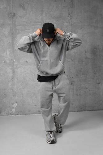 Свитшот 108 Hertz Half-zip Washed Grey фото 4