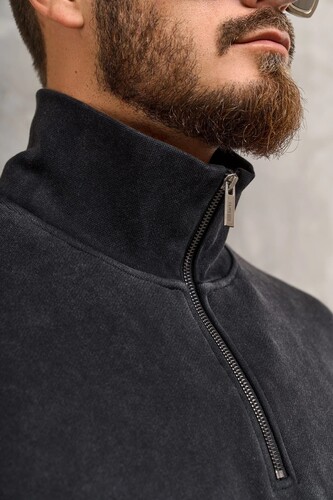 Свитшот 108 Hertz Half-zip Washed Black фото 6
