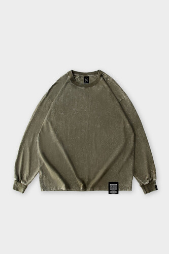 Лонгслив SHMOT "Blank" Garment Dye хаки фото 9
