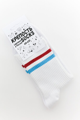 Носки КРЕПОСТЬ SOCKS Полосы белые Красный/Голубой фото 9