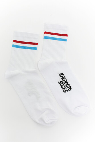 Носки КРЕПОСТЬ SOCKS Полосы белые Красный/Голубой фото 10