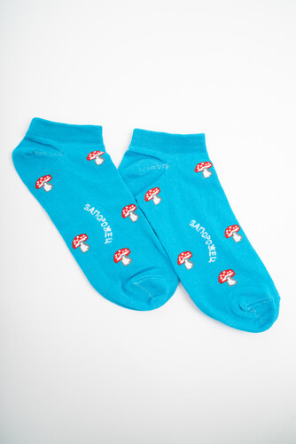 Носки ЗАПОРОЖЕЦ Мухоморчики короткие Голубой фото 5