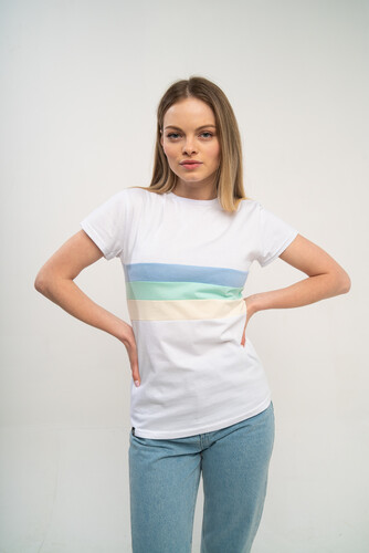 Футболка LONG STORY Three color line Желто-Зелено-Голубой фото 6