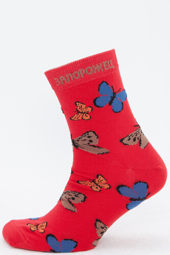 Носки ЗАПОРОЖЕЦ Бабочки Красный фото 6