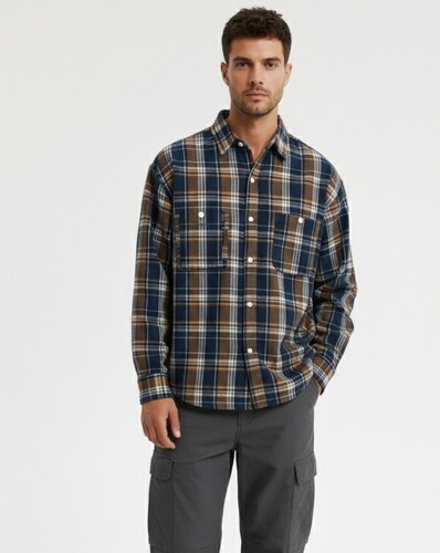 Рубашка QWENTINY 3593/YD Синий фото 3