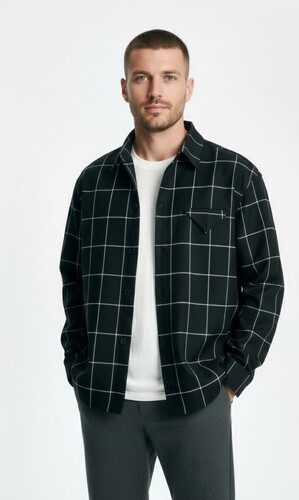 Рубашка QWENTINY UZN23-13070124 Черный фото 3